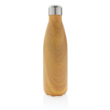 Logotrade werbemittel das Foto: Vakuumisolierte Stainless Steel Flasche mit Holzoptik