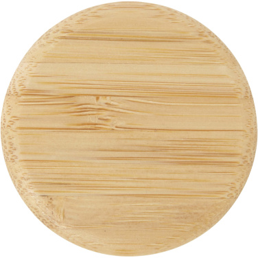 Logotrade Logogeschenke das Foto: Porto 500 ml Glas-Flasche mit Silikongriff und Bambusdeckel