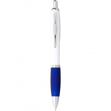 Logo trade advertising product photo of: Nash ballpoint pen with white barrel and coloured grip