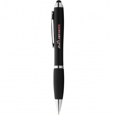 Logo trade promotional items image of: Nash coloured stylus ballpoint pen with black grip