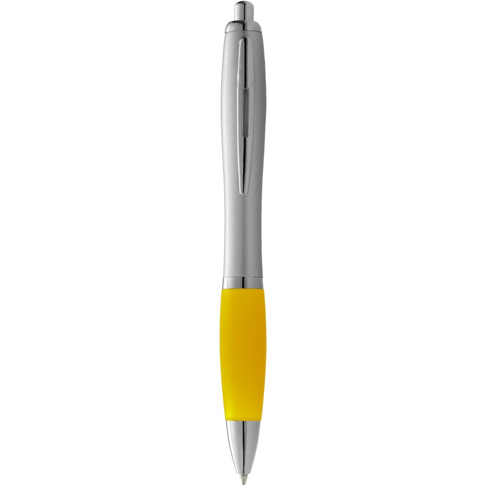 Logo trade promotional gifts picture of: Nash ballpoint pen silver barrel and coloured grip