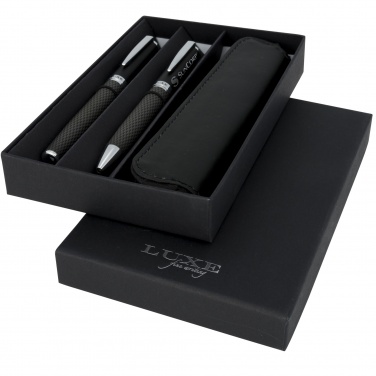 Logotrade business gift image of: Carbon duo pen gift set with pouch