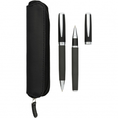 Logo trade business gift photo of: Carbon duo pen gift set with pouch