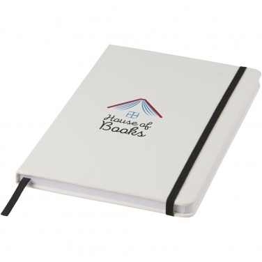 Logotrade promotional gift image of: Spectrum A5 white notebook with coloured strap