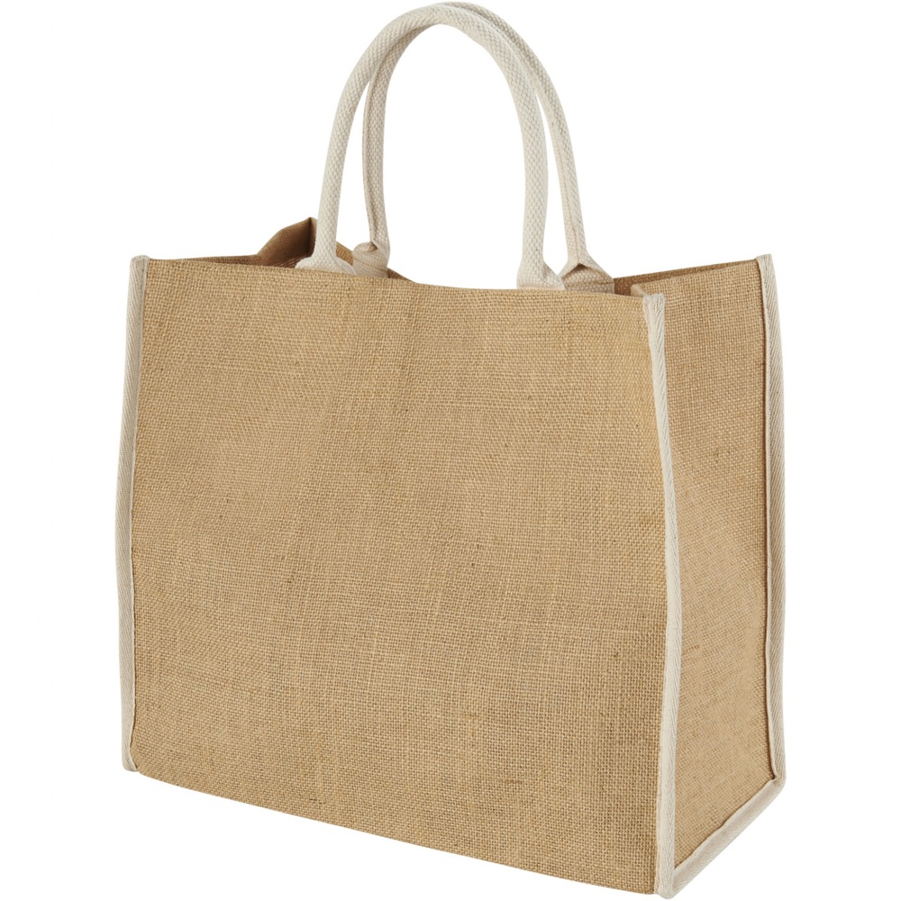 Logo trade corporate gift photo of: Harry coloured edge jute tote bag 25L