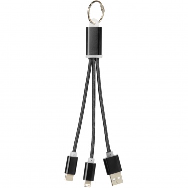Logotrade advertising products photo of: Metal 3-in-1 charging cable with keychain
