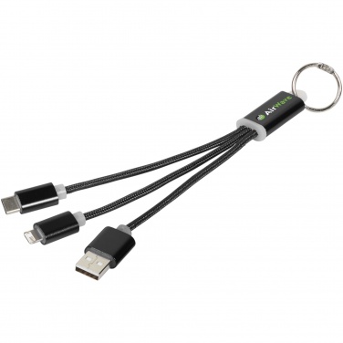 Logo trade promotional merchandise picture of: Metal 3-in-1 charging cable with keychain