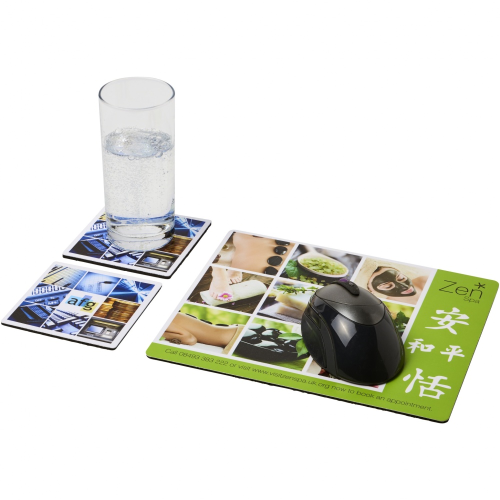 Logo trade advertising products image of: Q-Mat® mouse mat and coaster set combo 3
