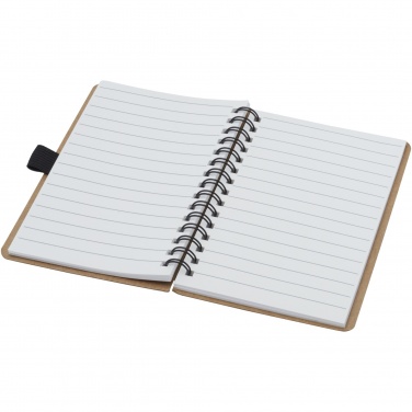 Logo trade promotional products image of: Cobble A6 wire-o recycled cardboard notebook with stone paper