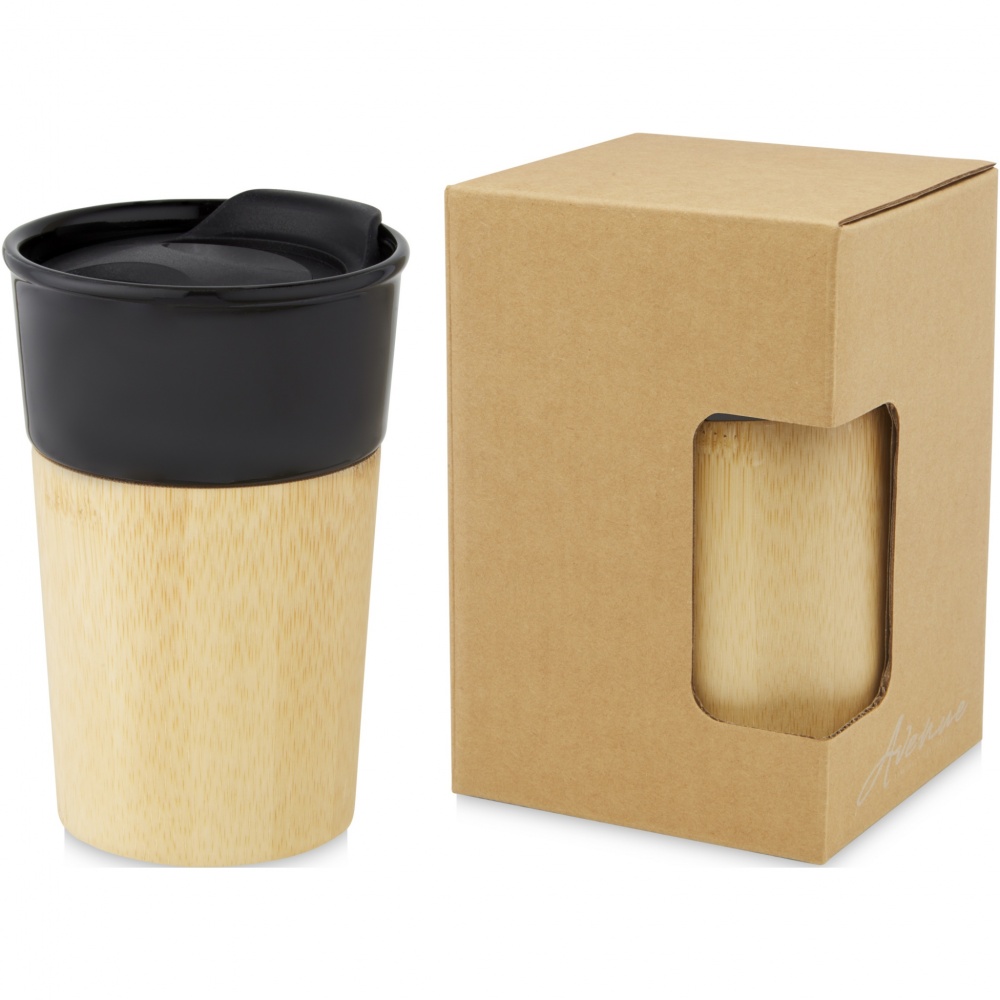 Logo trade promotional gift photo of: Pereira 320 ml porcelain mug with bamboo outer wall