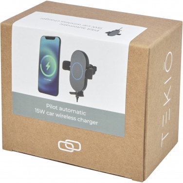 Logo trade promotional giveaway photo of: Pilot 15W wireless automatic car charger 