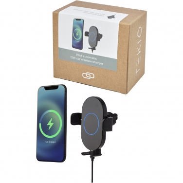 Logo trade promotional giveaway photo of: Pilot 15W wireless automatic car charger 
