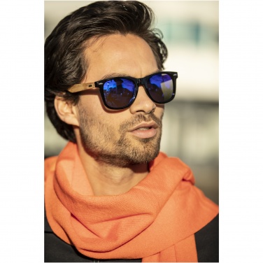 Logo trade business gifts image of: Hiru rPET/wood mirrored polarized sunglasses in gift box