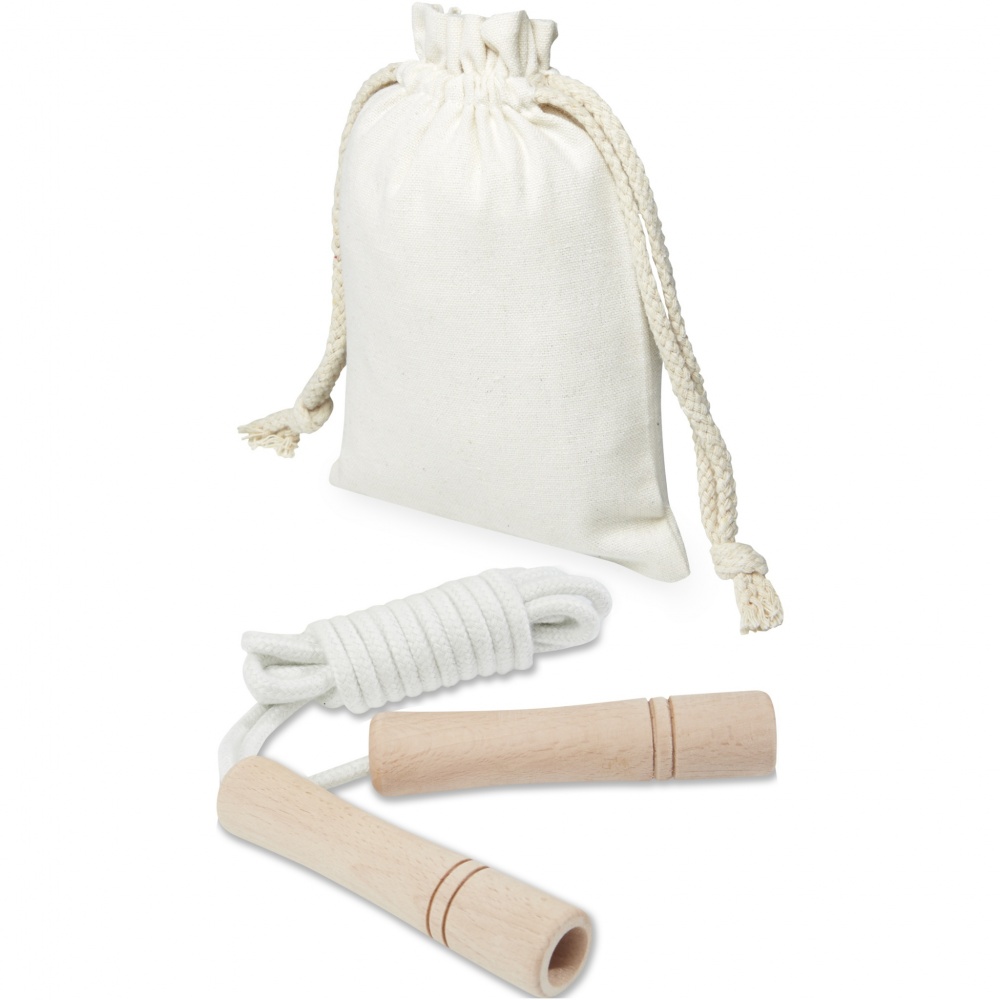 Logo trade promotional merchandise picture of: Denise wooden skipping rope in cotton pouch