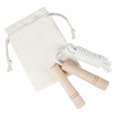 Logo trade promotional items image of: Denise wooden skipping rope in cotton pouch