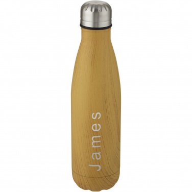 Logo trade promotional merchandise image of: Cove 500 ml vacuum insulated stainless steel bottle with wood print