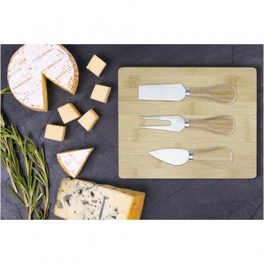 Logo trade promotional giveaways image of: Ement bamboo cheese board and tools