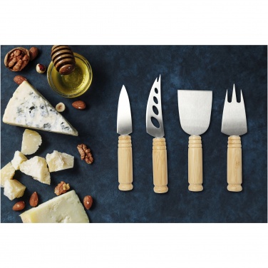 Logotrade advertising product image of: Cheds 4-piece bamboo cheese set