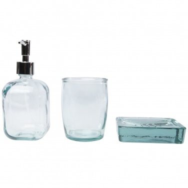 Logotrade corporate gift image of: Jabony 3-piece recycled glass bathroom set