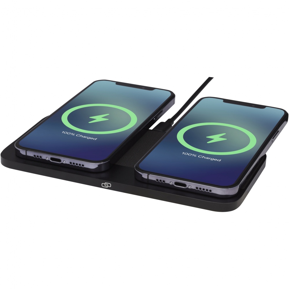 Logo trade promotional gifts picture of: Hybrid 15W premium dual wireless charging pad