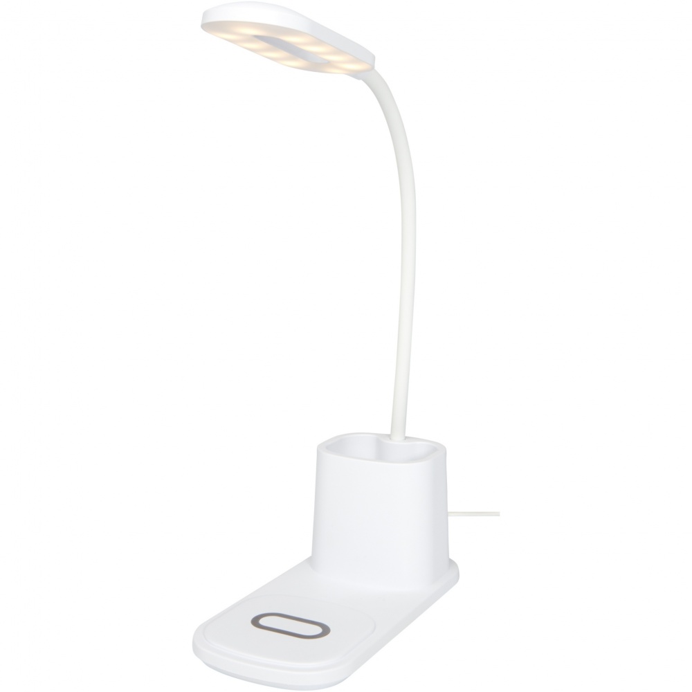 Logo trade promotional merchandise picture of: Bright desk lamp and organizer with wireless charger