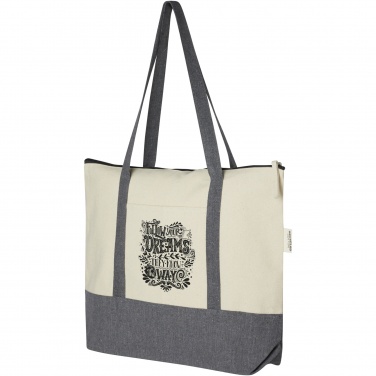 Logotrade promotional merchandise picture of: Repose 320 g/m² recycled cotton zippered tote bag 10L