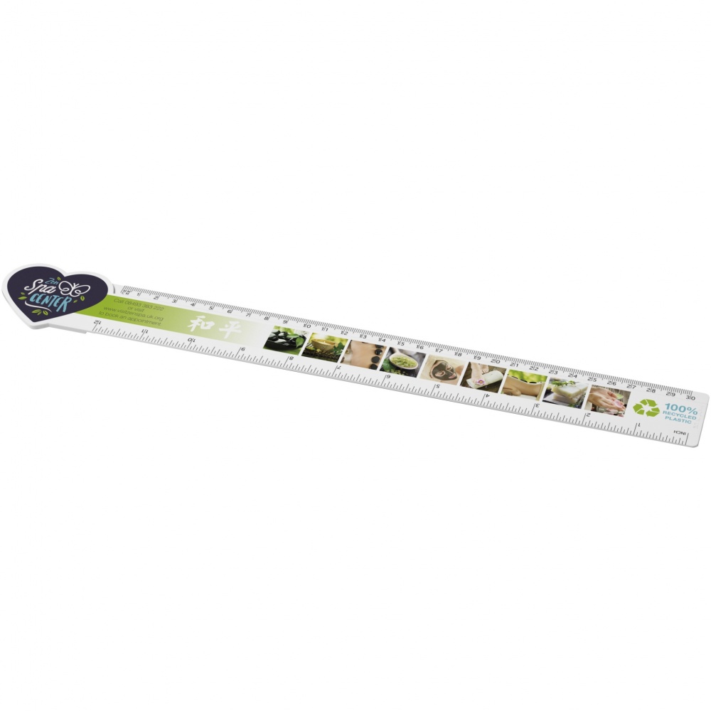 Logotrade promotional item picture of: Tait 30cm heart-shaped recycled plastic ruler