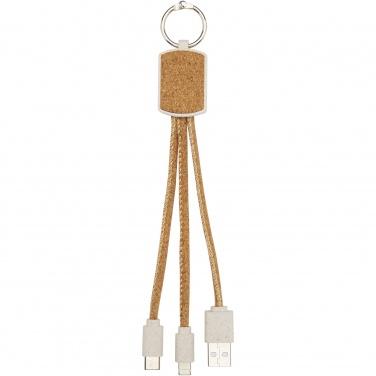 Logo trade business gifts image of: Bates wheat straw and cork 3-in-1 charging cable