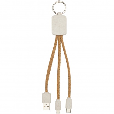 Logo trade promotional items picture of: Bates wheat straw and cork 3-in-1 charging cable