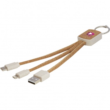 Logotrade promotional gift image of: Bates wheat straw and cork 3-in-1 charging cable