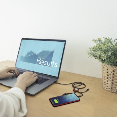 Logotrade business gift image of: SCX.design C36 3-in-1 rPET light-up logo extended charging cable with round bamboo casing