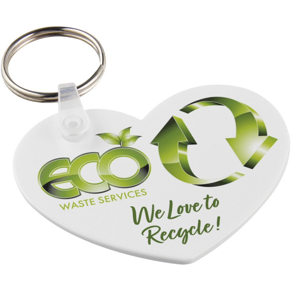 Logo trade promotional merchandise photo of: Tait heart-shaped recycled keychain