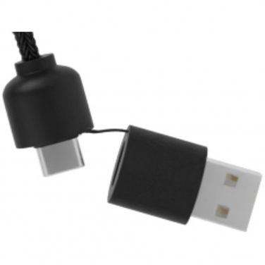 Logo trade corporate gifts picture of: SCX.design C38 5-in-1 rPET light-up logo charging cable with squared wooden casing