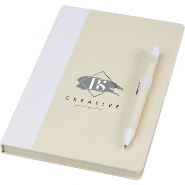 Logotrade promotional giveaway image of: Dairy Dream A5 size reference recycled milk cartons notebook and ballpoint pen set