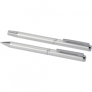 Logotrade advertising products photo of: Lucetto recycled aluminium ballpoint and rollerball pen gift set
