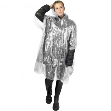 Logo trade promotional giveaway photo of: Mayan recycled plastic disposable rain poncho with storage pouch
