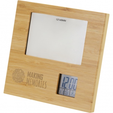 Logo trade promotional giveaways picture of: Sasa bamboo photo frame with thermometer