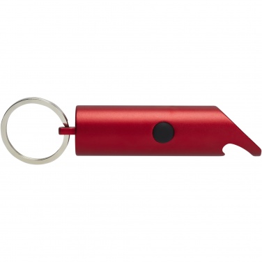 Logotrade promotional products photo of: Flare RCS recycled aluminium IPX LED light and bottle opener with keychain