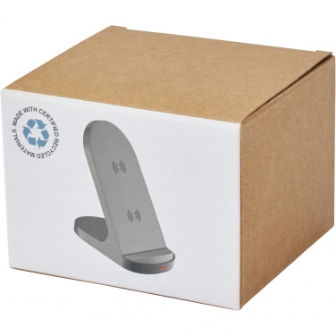 Logo trade corporate gift photo of: Loop 15W dual coil RCS recycled plastic wireless charging stand