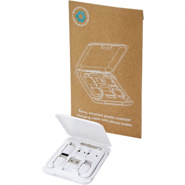 Logo trade business gift photo of: Savvy recycled plastic modular charging cable with phone holder