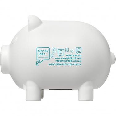 Logo trade promotional item photo of: Oink recycled plastic piggy bank