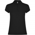 Star short sleeve women's polo, Solid black