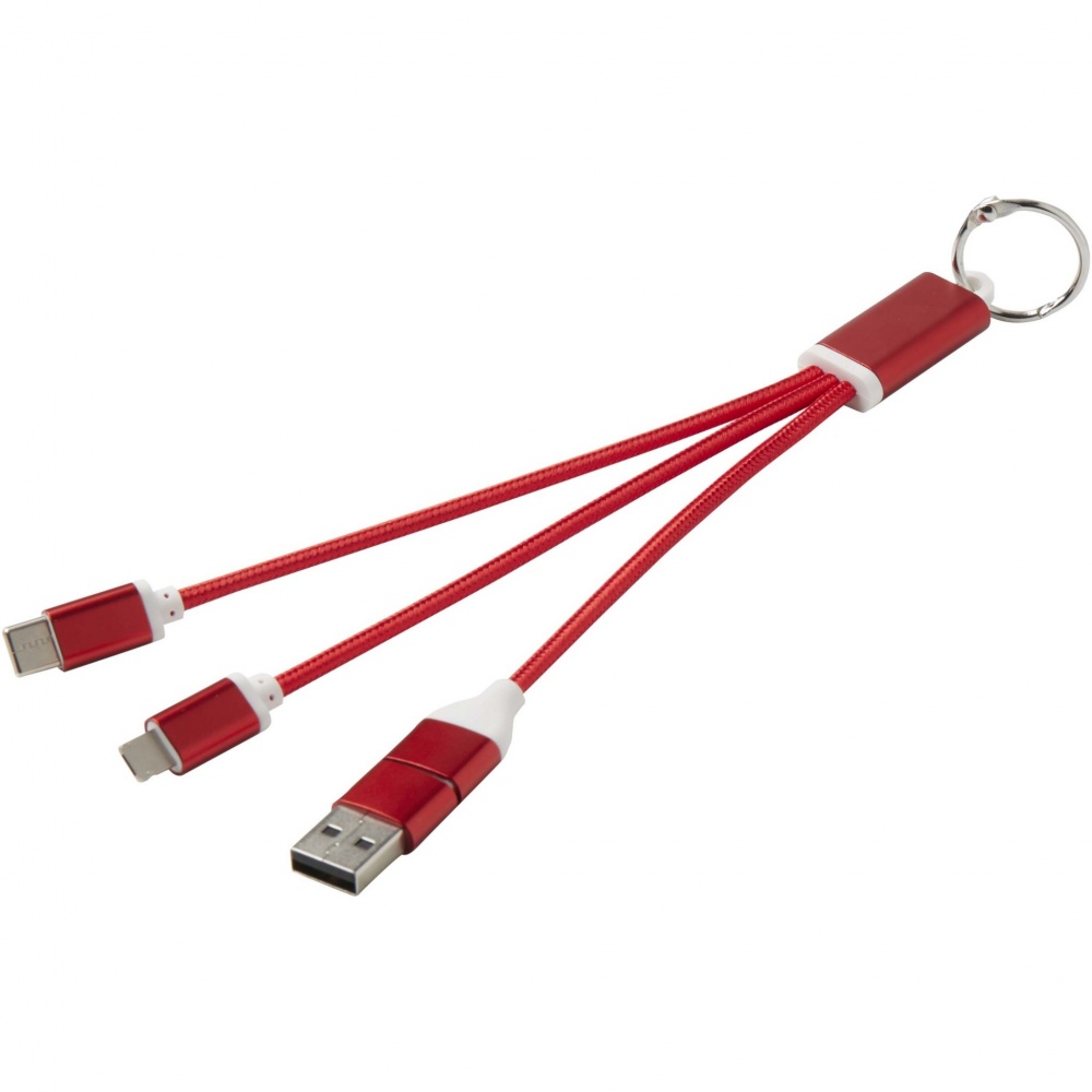 Logotrade promotional merchandise image of: Metal 4-in-1 recycled aluminium charging cable with keychain