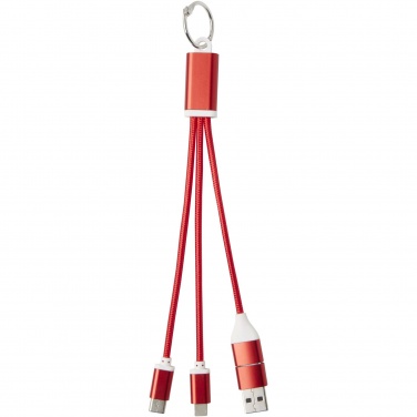 Logo trade advertising products picture of: Metal 4-in-1 recycled aluminium charging cable with keychain
