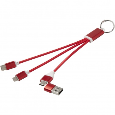 Logo trade promotional giveaways picture of: Metal 4-in-1 recycled aluminium charging cable with keychain