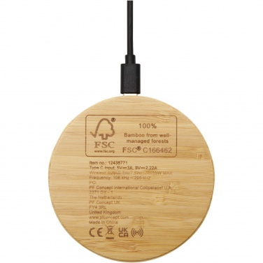 Logo trade promotional gifts picture of: Essence 15W bamboo wireless charging pad