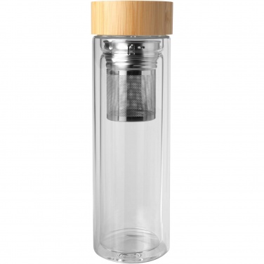Logotrade advertising product picture of: Bailey 400 ml borsilicate glass infuser bottle with bamboo lid