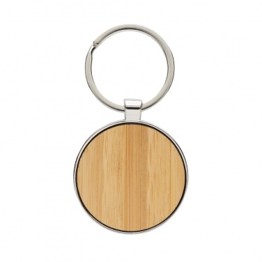 Logotrade promotional gift image of: RCS recycled zinc alloy round keychain with bamboo