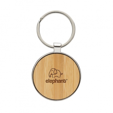Logo trade promotional merchandise photo of: RCS recycled zinc alloy round keychain with bamboo