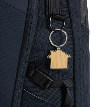 Logo trade promotional merchandise image of: RCS recycled zinc alloy house keychain with bamboo